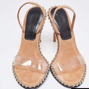 Alexander Wang Beige Suede & PVC Nova Slingback Sandals 🤎